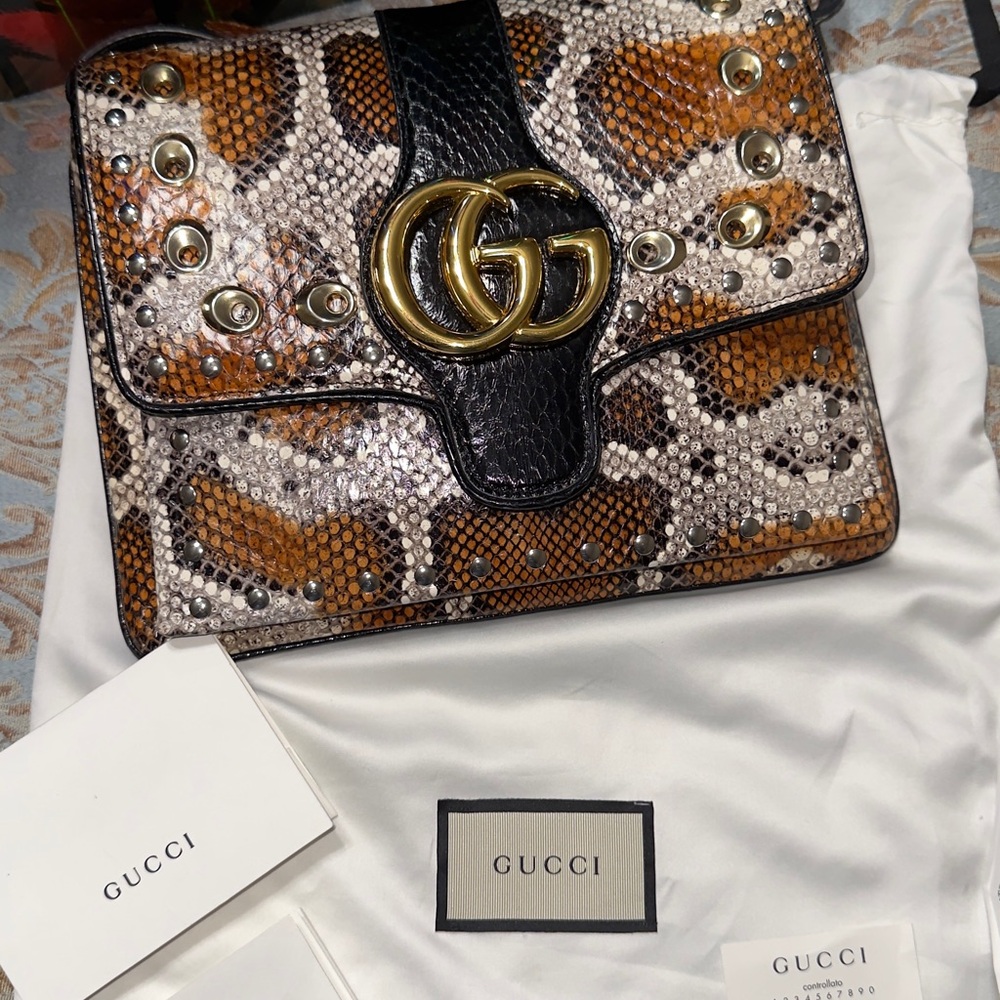 BNWT Authentic Gucci Arli Python Medium Shoulder … - image 2